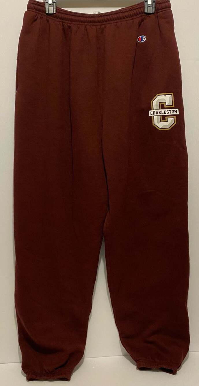 College of Charleston Champion Sweatpants Size L Burgundy